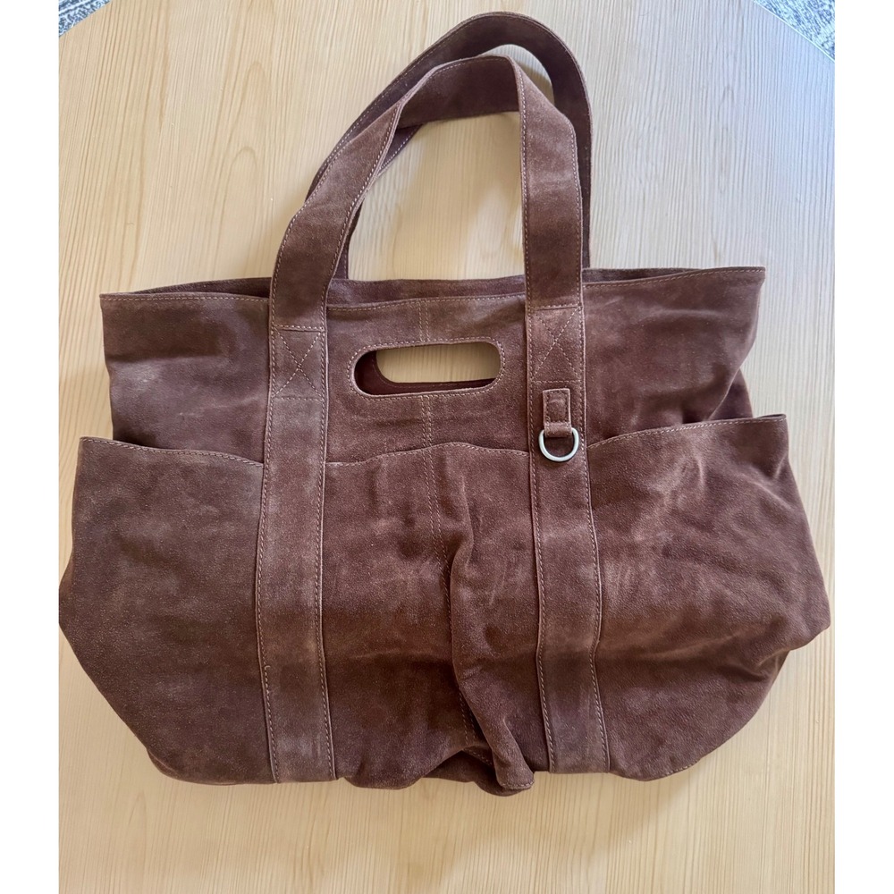 Free People Brown Suede Tote Bag Large Carryall Handbag Bohemian Travel Satchel